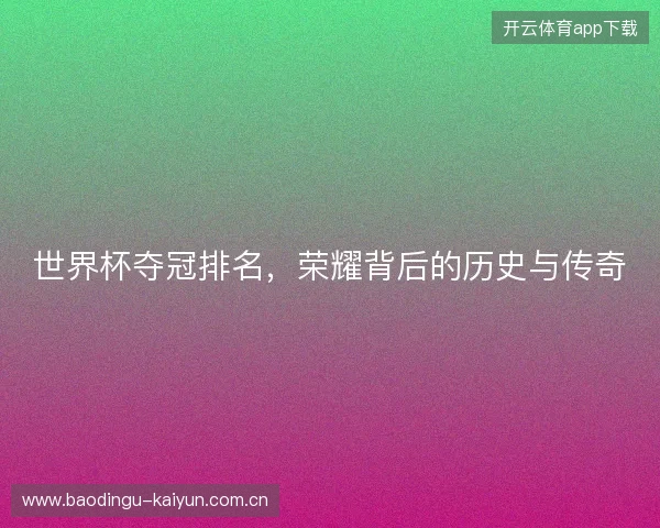 世界杯夺冠排名，荣耀背后的历史与传奇